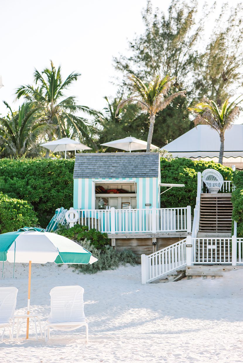 Beach entrance of the Dunmore Hotel and it’s famous blue stripes