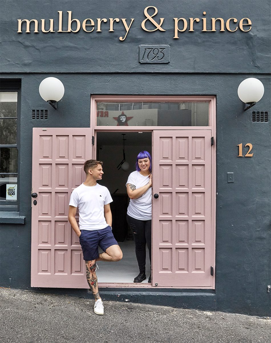 Cornel Mostert and Cynthia Rivera at the entrance to Mulberry & Prince