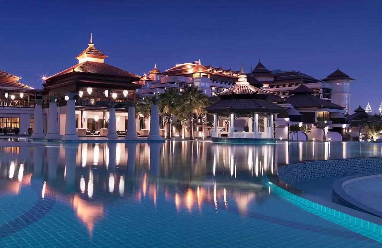 Anantara The Palm Dubai main pool by night