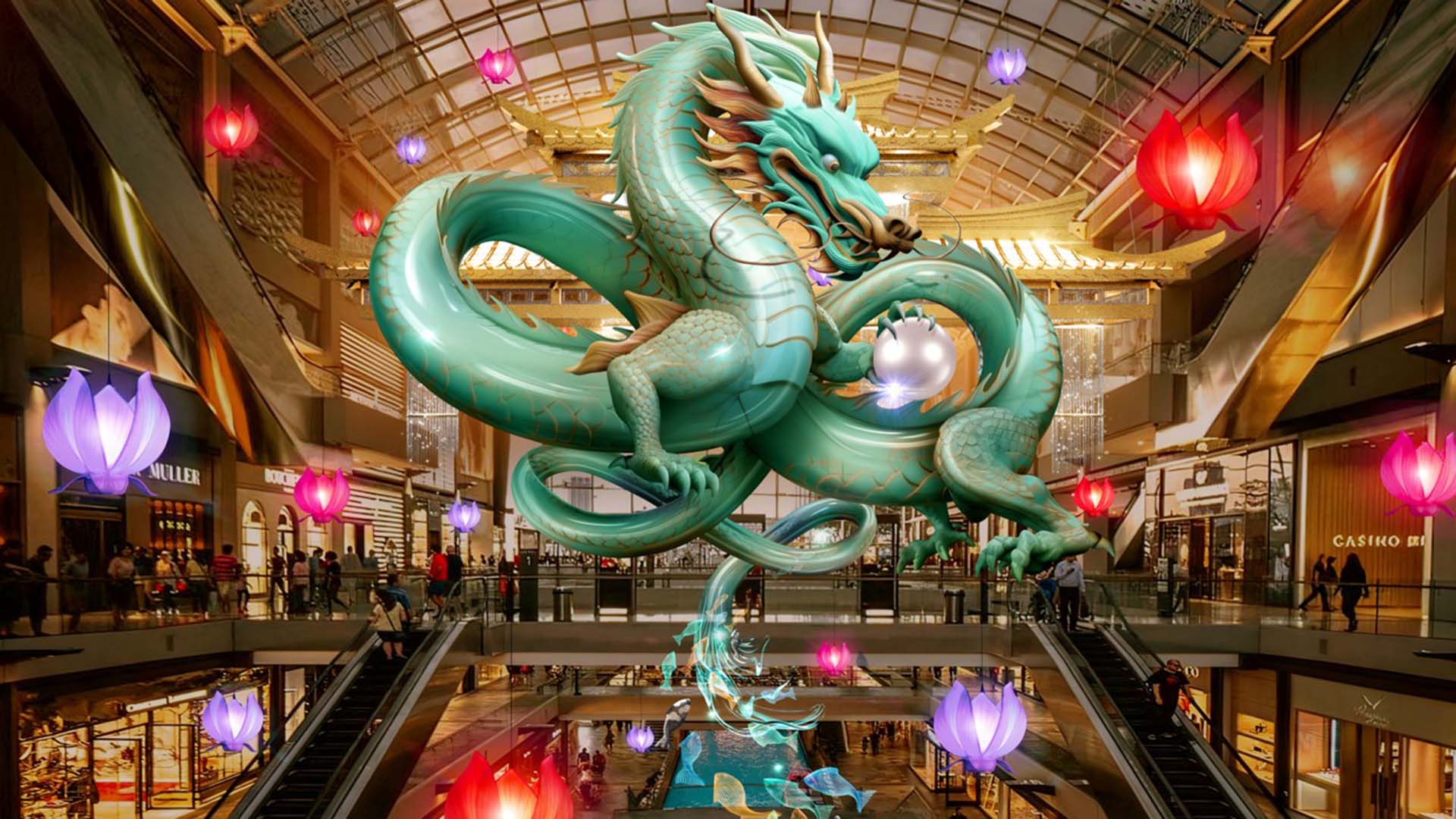 Marina Bay Sands Lunar New Year festivities decorations Marina Bay Sands Lunar New Year festivities decorations